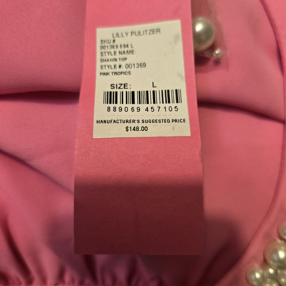 Lully Pulitzer legant Pink Pearl-Embellished Women's Top - Picture 7 of 9